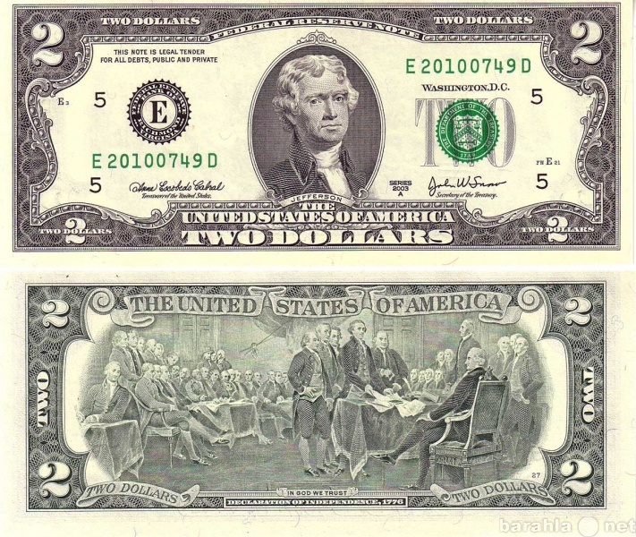 Продам: Банкнота 2 доллара в качестве пресс