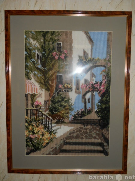 Продам: Вышитая картина "Итальянский дворик