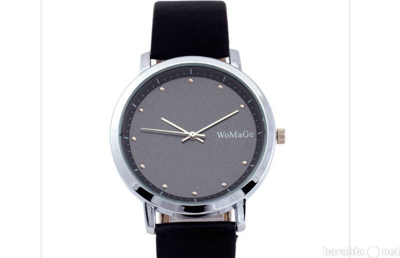 Продам: Кожанные черный кварцевые часы Womage