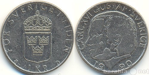 Продам: швецарская монета карл16 густав 1990год