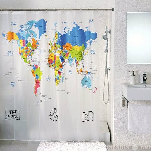 Продам: Шторка для душа ванной Карта мира