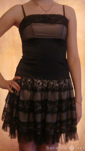 Продам: платье кружевное черно-бежевое