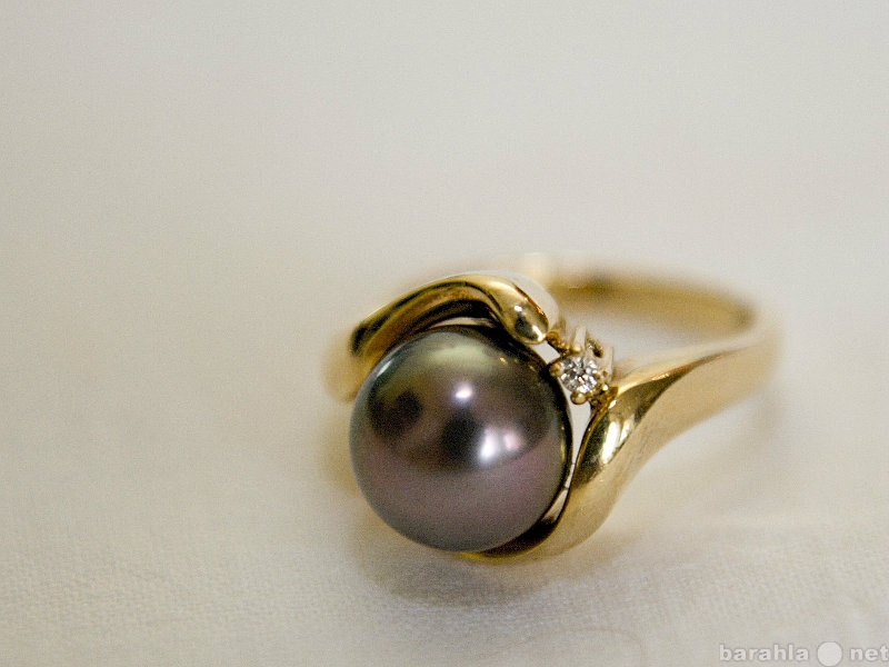 Продам: Кольцо с чёрным жемчугом и бриллиантом