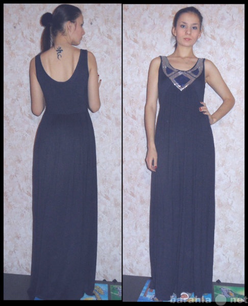 Продам: Длинное платье в пол, темно-синее L.
