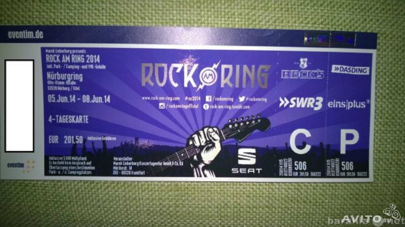 Продам: Билеты на фестиваль Rock Am Ring 2014