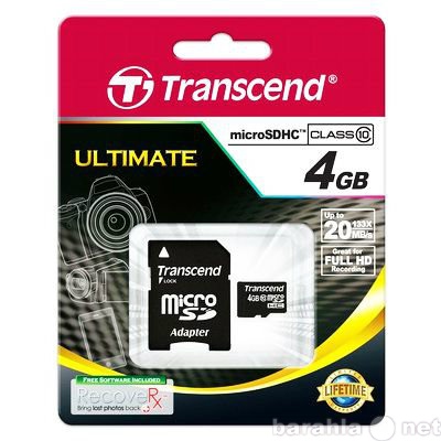 Продам: Transcend 4Gb microSDHC (Class 10) + SD