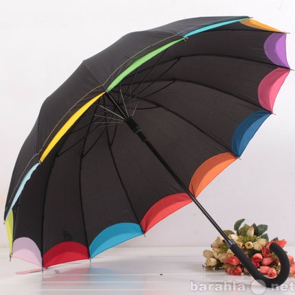 Продам: Зонт черный с радужными краями трость