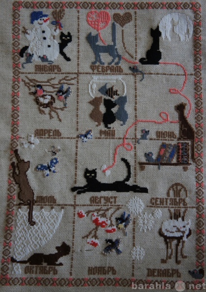 Продам: Вышивка Календарь с кошками