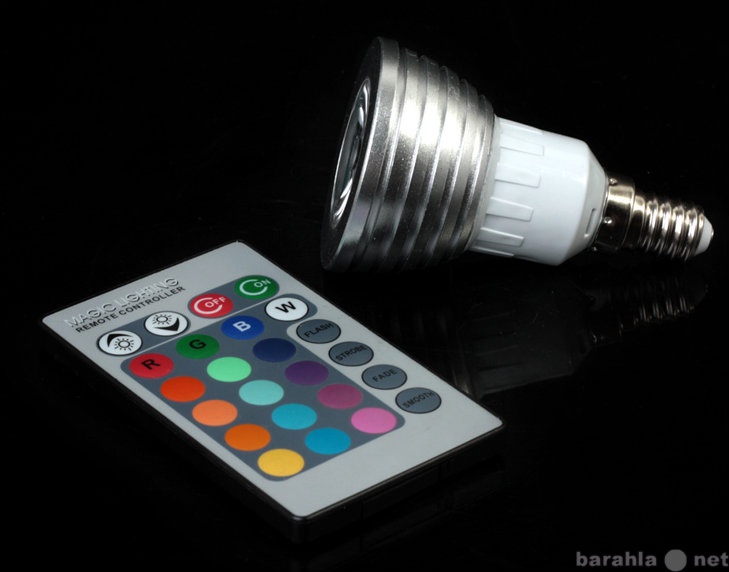 Продам: Многоцветная лампа RGB 3W Е14 с пультом