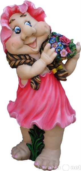 Продам: Скульптура Гном-девочка с корзинкой цвет