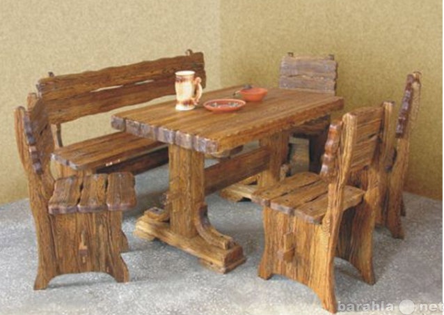 Продам: Комплект стол, лавка, 4 стула из дерева