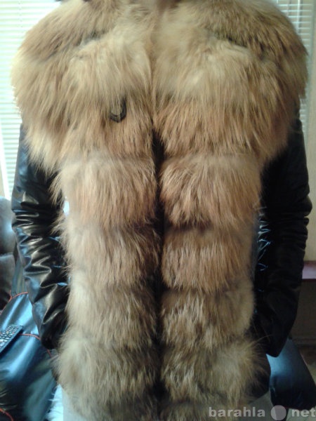 Продам: Кожаная куртка-пуховик с мехом лиса