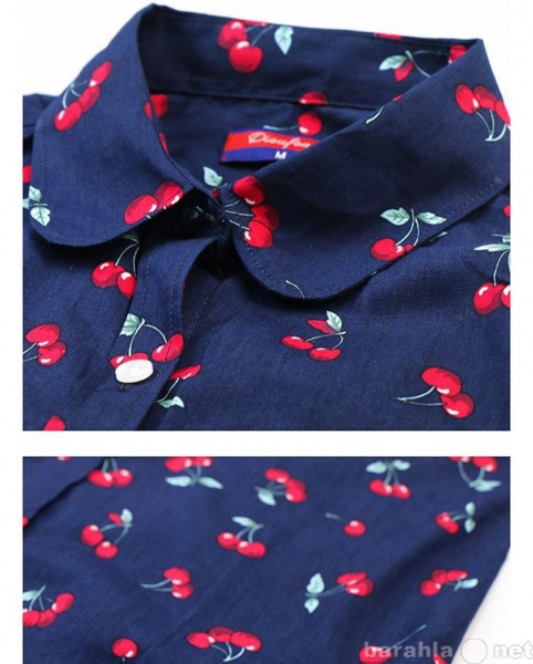 Продам: женская рубашка синяя с вишнями