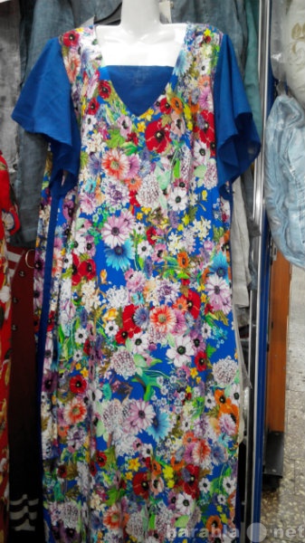 Продам: Платье с синей отделкой длинное вискоза