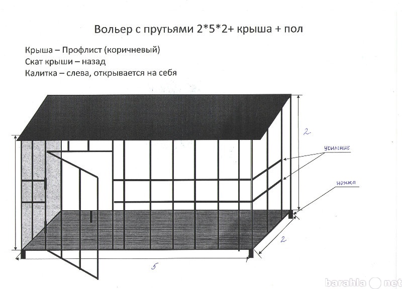 чертеж вольера для хаски