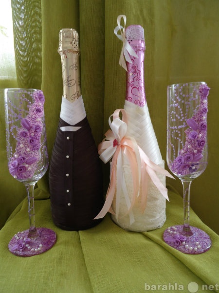 Предложение: Свадебные бокалы, бутылки ручной работы