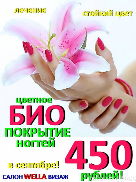 Предложение: БИО покрытие ногтей 450 рублей!