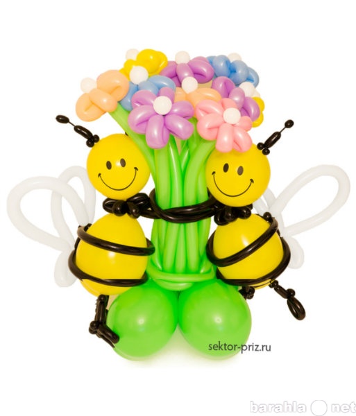 Предложение: 10гелевых шаров+ пчелки с букетом из 9цв