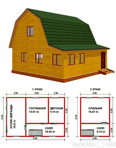 Предложение: Построим дом 6м х 9м, 2 этажа, 81м2