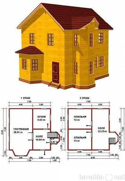 Предложение: Построим дом 6м х 7м, 2 этажа, 84м2