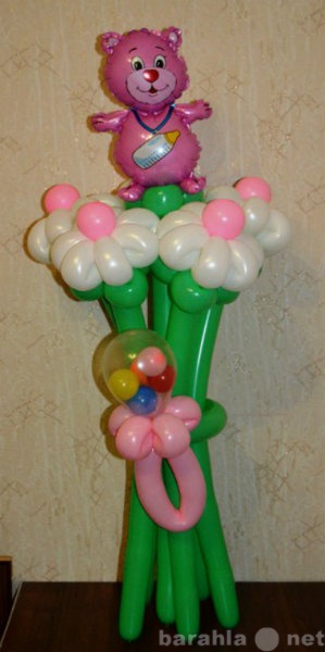 Предложение: Воздушный Букет цветов с мишкой